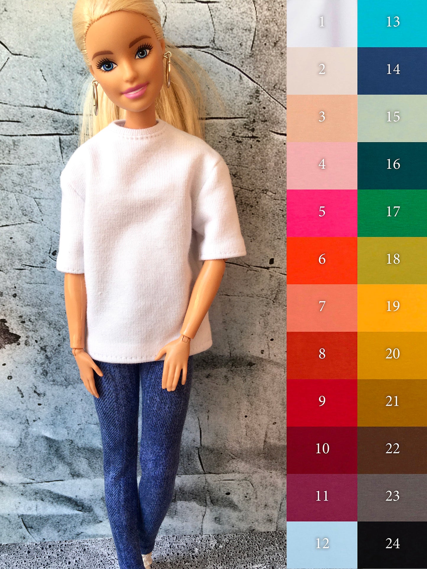 www.bouutique.com - Flowy Short Sleeve Oversized T-shirt for Dolls 11.5 Inch