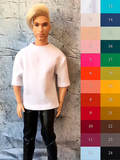 www.bouutique.com - Flowy Short Sleeve Oversized T-shirt for Ken Dolls 12 Inch