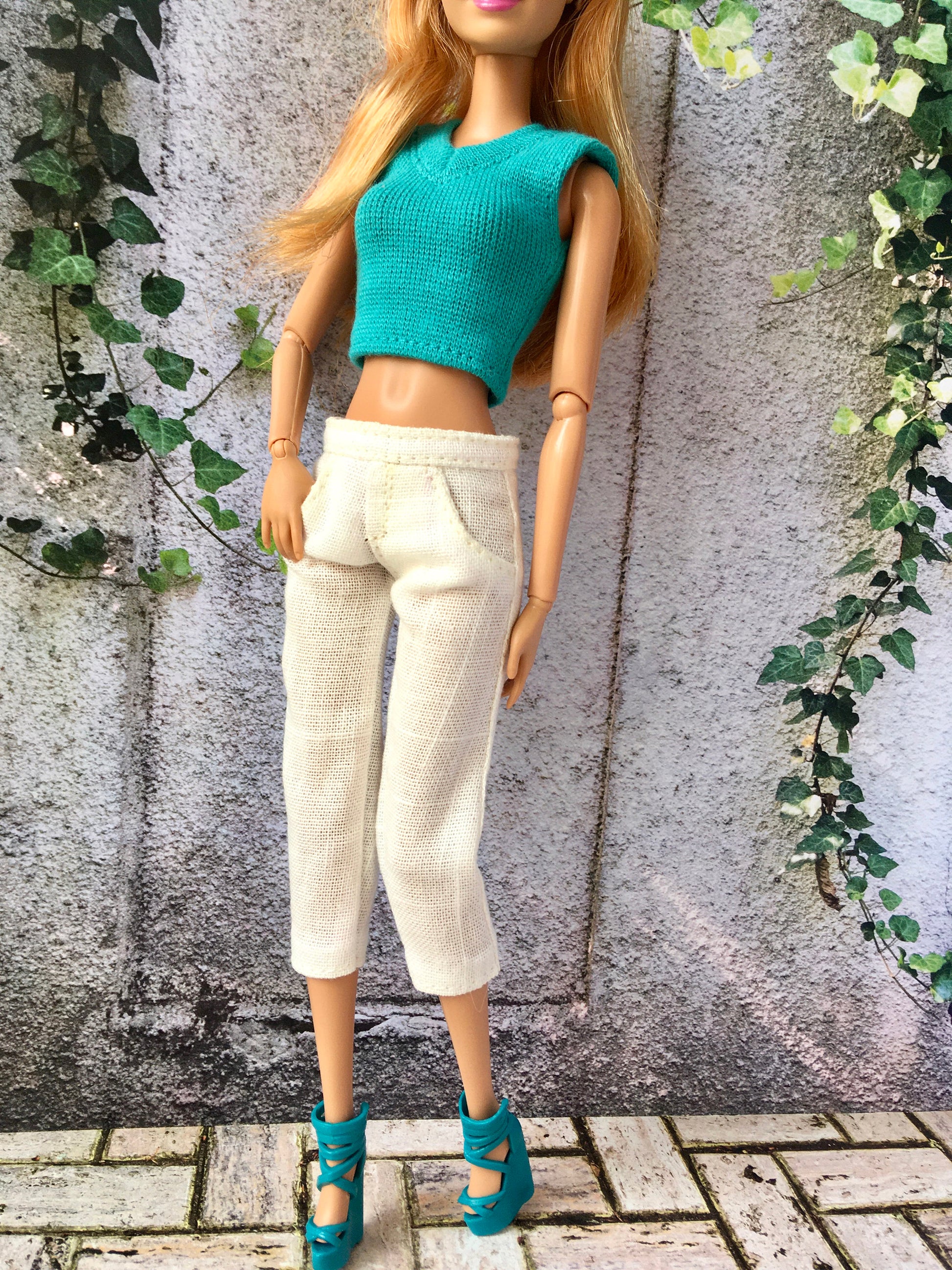 Linen Capri Pants for 11.5" 1/6 Scale Fashion Dolls - www.bouutique.com