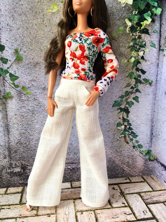 Linen Palazzo Pants for 11.5" 1/6 Scale Fashion Dolls - www.bouutique.com
