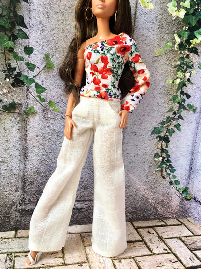 Linen Palazzo Pants for 11.5" 1/6 Scale Fashion Dolls - www.bouutique.com
