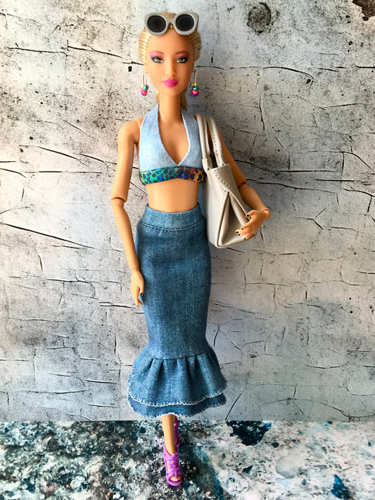 Mermaid Midi Skirt for Dolls 1/6-scale - www.bouutique.com