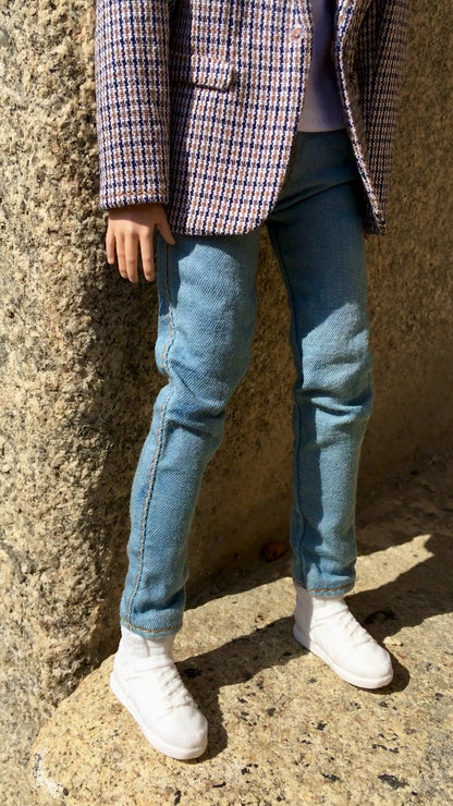 BQ‑SKY – Jean slim délavé pour poupées Ken 30 cm