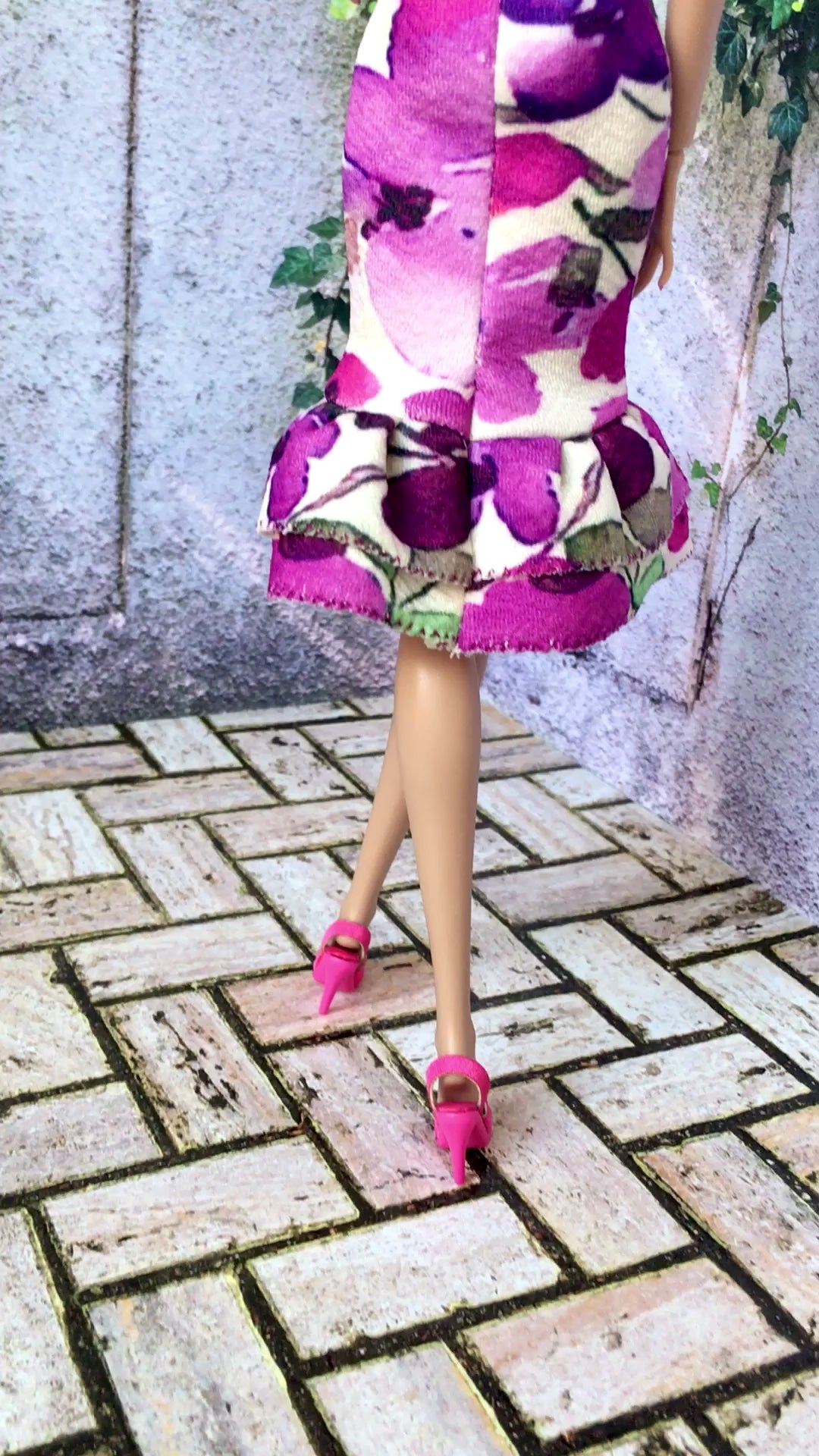 BQ-LARA – Floral Midi Dress with Mermaid Hem for 12" 1/6 Scale Fashion Dolls - www.bouutique.com