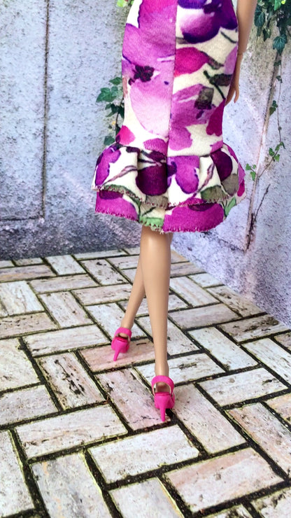 BQ-LARA – Floral Midi Dress with Mermaid Hem for 12" 1/6 Scale Fashion Dolls - www.bouutique.com