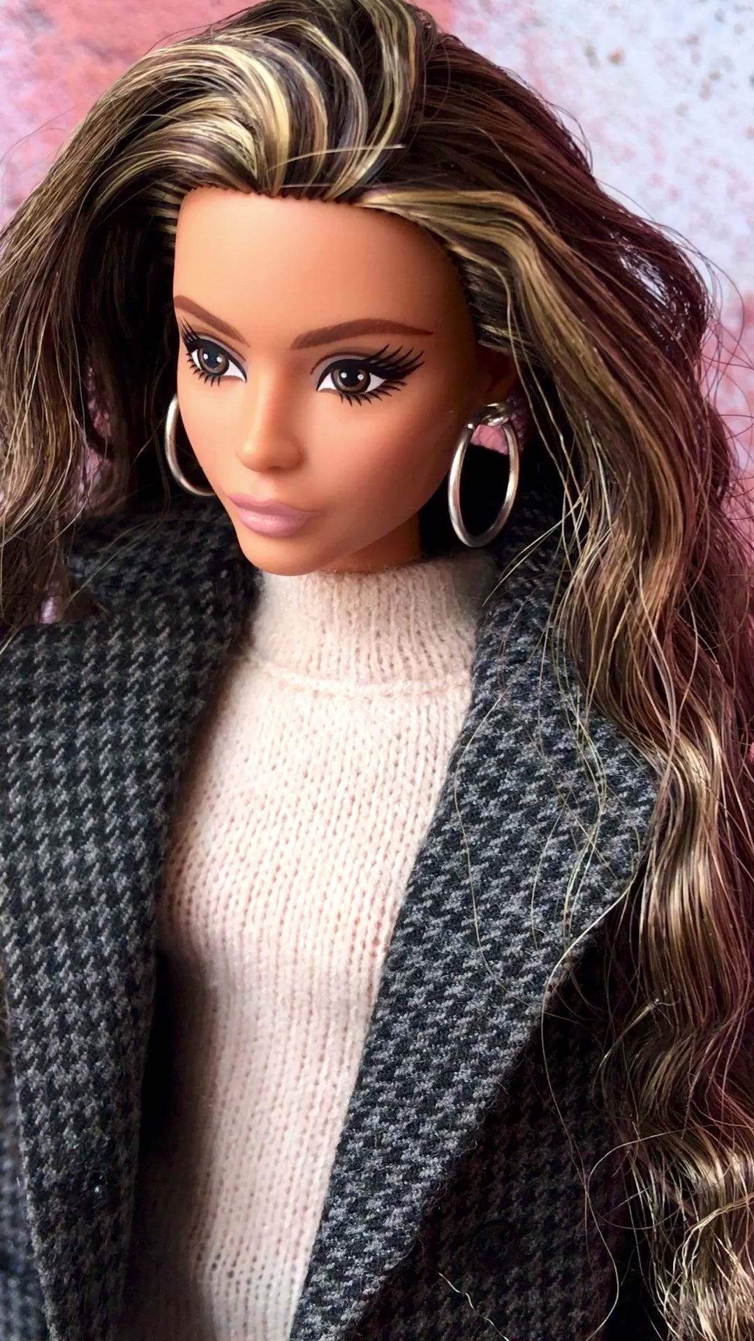 BQ-VELIOR – Grey Houndstooth Long Coat for 11.5" 1/6 Scale Fashion Dolls - www.bouutique.com