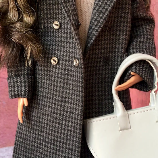 BQ-VELIOR – Grey Houndstooth Long Coat for 11.5" 1/6 Scale Fashion Dolls - www.bouutique.com