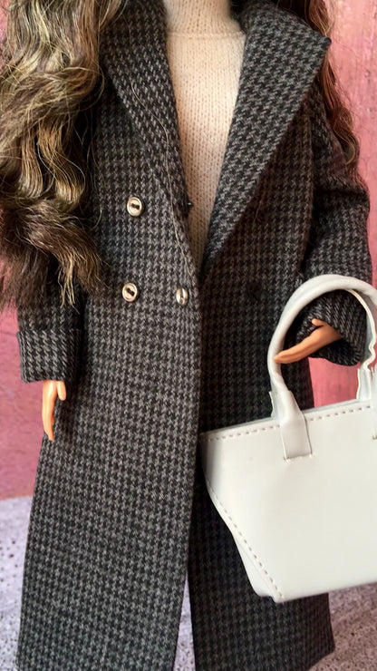 BQ-VELIOR – Grey Houndstooth Long Coat for 11.5" 1/6 Scale Fashion Dolls - www.bouutique.com
