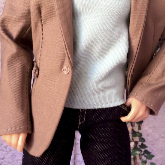 BQ-CHELTON – Beige Cotton Blazer for 12" 1/6 Scale Ken Dolls - www.bouutique.com