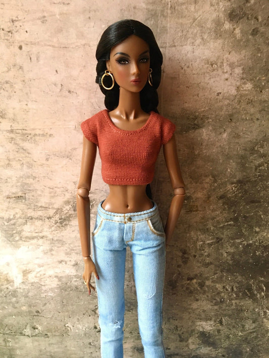 Basic Crop T-shirt for Nuface Doll | 12 inch Doll Clothes - many colors - Bouutique.com