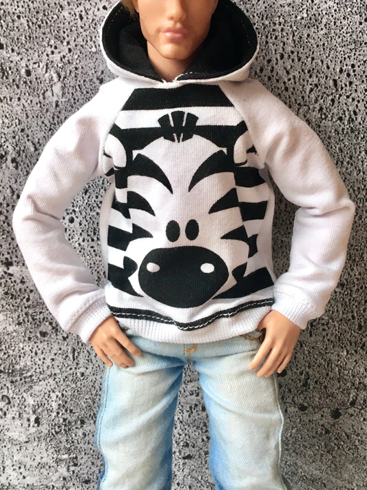 BQ-INFINITE – Zebra Print Hoodie for 12" 1/6 Scale Ken Dolls - www.bouutique.com
