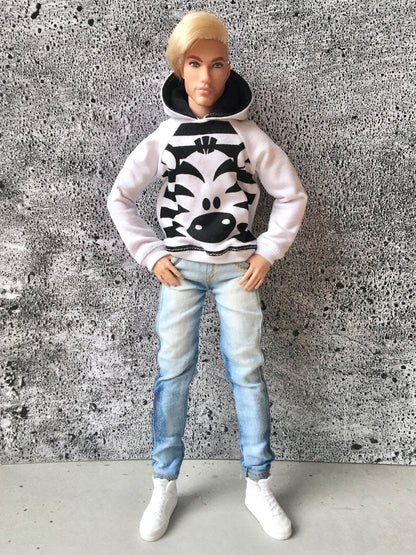 BQ-INFINITE – Zebra Print Hoodie for 12" 1/6 Scale Ken Dolls - www.bouutique.com