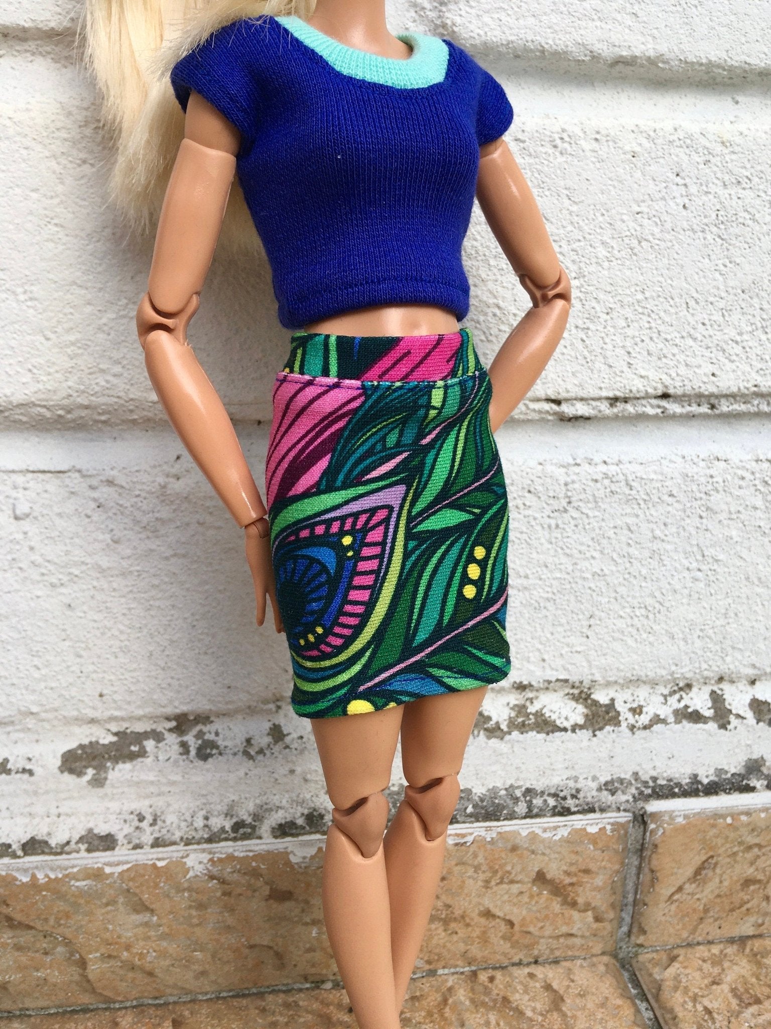 Foliage Colorful Print Skirt for Dolls 1/6-scale, 11.5 Inch - Bouutique.com