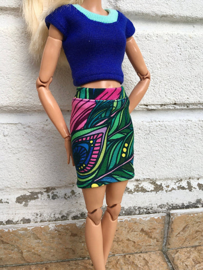 Foliage Colorful Print Skirt for Dolls 1/6-scale, 11.5 Inch - Bouutique.com