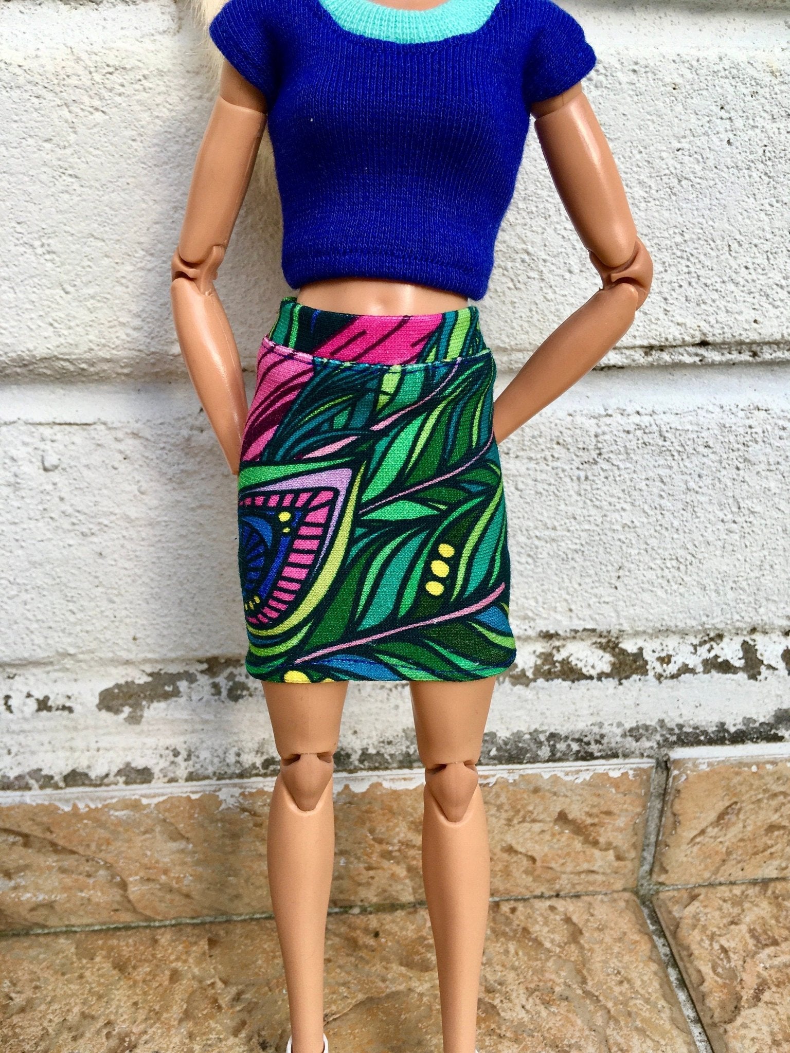 Foliage Colorful Print Skirt for Dolls 1/6-scale, 11.5 Inch - Bouutique.com