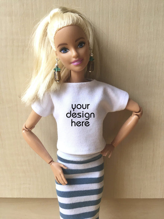 Custom Print Boat Neck T-shirt for Doll 1/6-scale - Bouutique.com