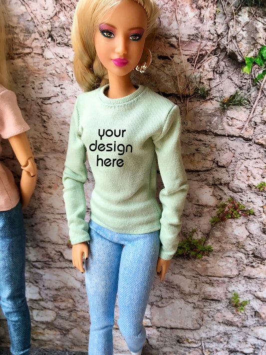 Custom Print Crew-neck T-shirt for Doll 1/6-scale - Bouutique.com