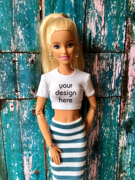 Custom Print Crop T-shirt for Doll 1/6-scale | Crop Top for Dolls - Bouutique.com