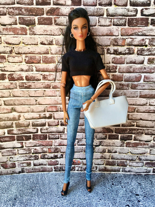 Jeans Blue Jeggings for Nuface Fashion Royalty Doll | 12 inch Doll Leggings - Bouutique.com