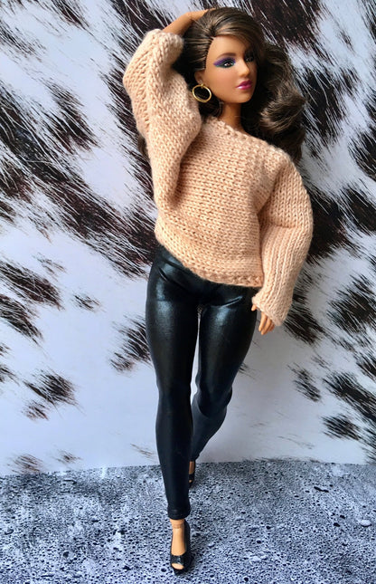 Knit Bat Sleeve Sweater for Curvy Doll 1/6-scale | Knitted Doll Clothes - in 3 colors - Bouutique.com