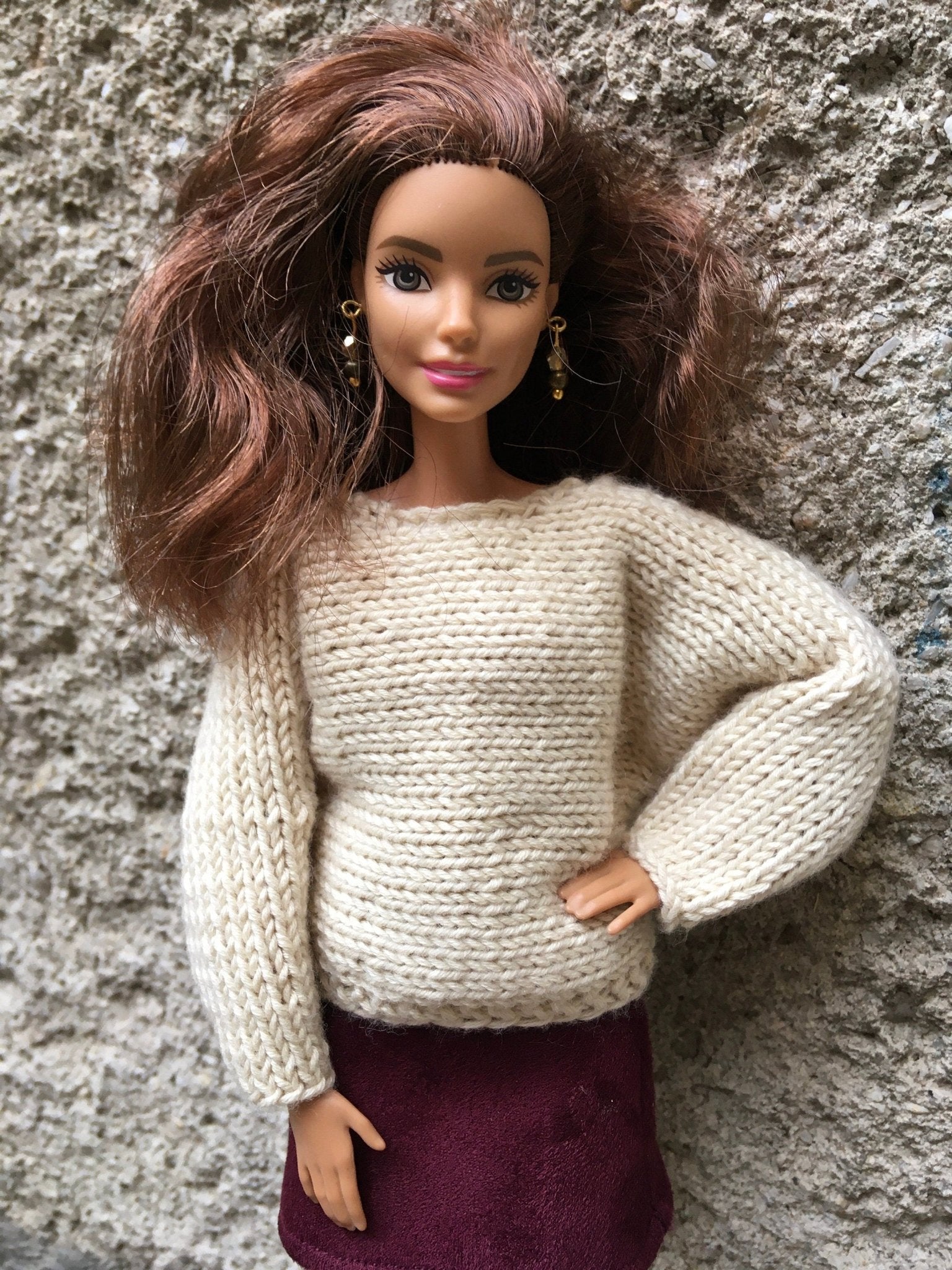 Knit Bat Sleeve Sweater for Doll 1/6-scale | Knitted Doll Clothes - in 3 colors - Bouutique.com