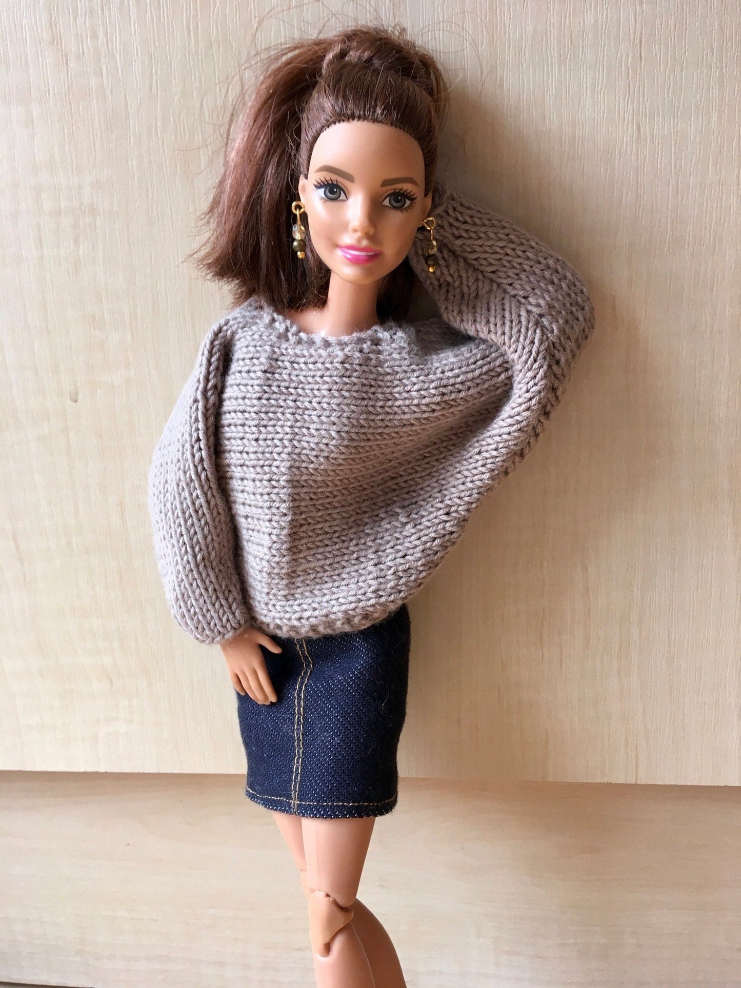 Knit Bat Sleeve Sweater for Doll 1/6-scale | Knitted Doll Clothes - in 3 colors - Bouutique.com