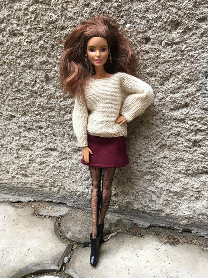 Knit Bat Sleeve Sweater for Doll 1/6-scale | Knitted Doll Clothes - in 3 colors - Bouutique.com