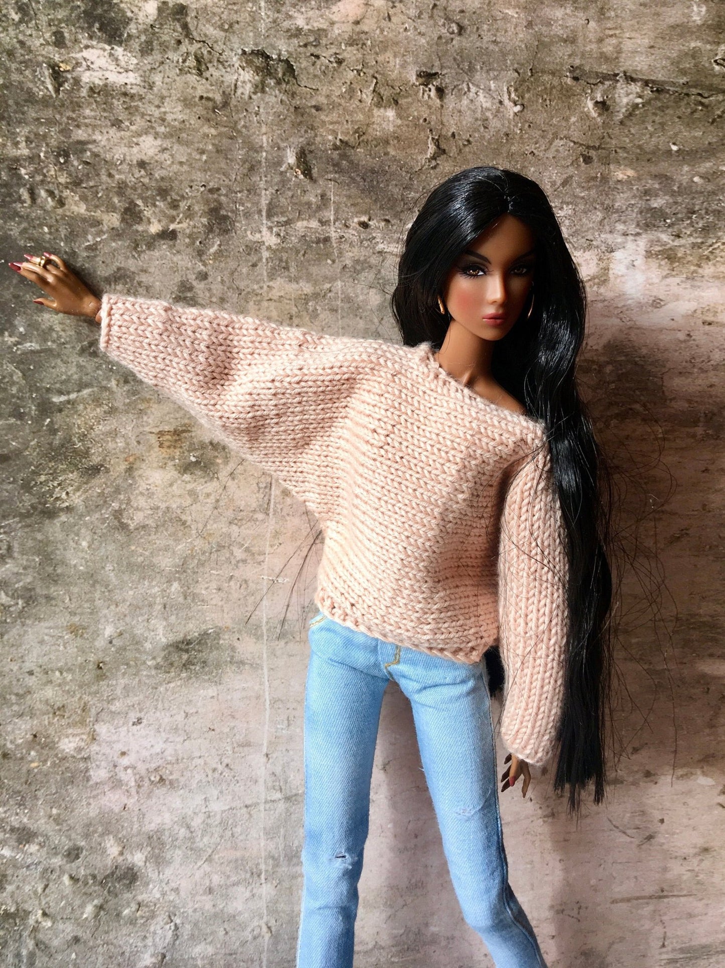 Knit Bat Sleeve Sweater for Nuface Doll | 12 inch Doll Clothes - in 3 colors - Bouutique.com