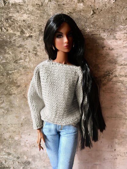 Knit Bat Sleeve Sweater for Nuface Doll | 12 inch Doll Clothes - in 3 colors - Bouutique.com