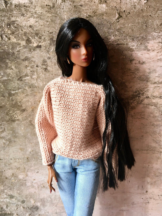 Knit Bat Sleeve Sweater for Nuface Doll | 12 inch Doll Clothes - in 3 colors - Bouutique.com