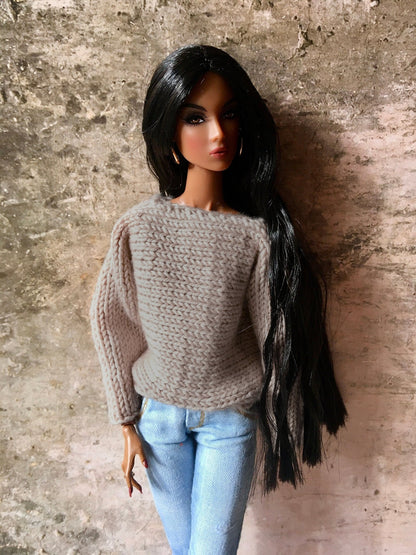 Knit Bat Sleeve Sweater for Nuface Doll | 12 inch Doll Clothes - in 3 colors - Bouutique.com