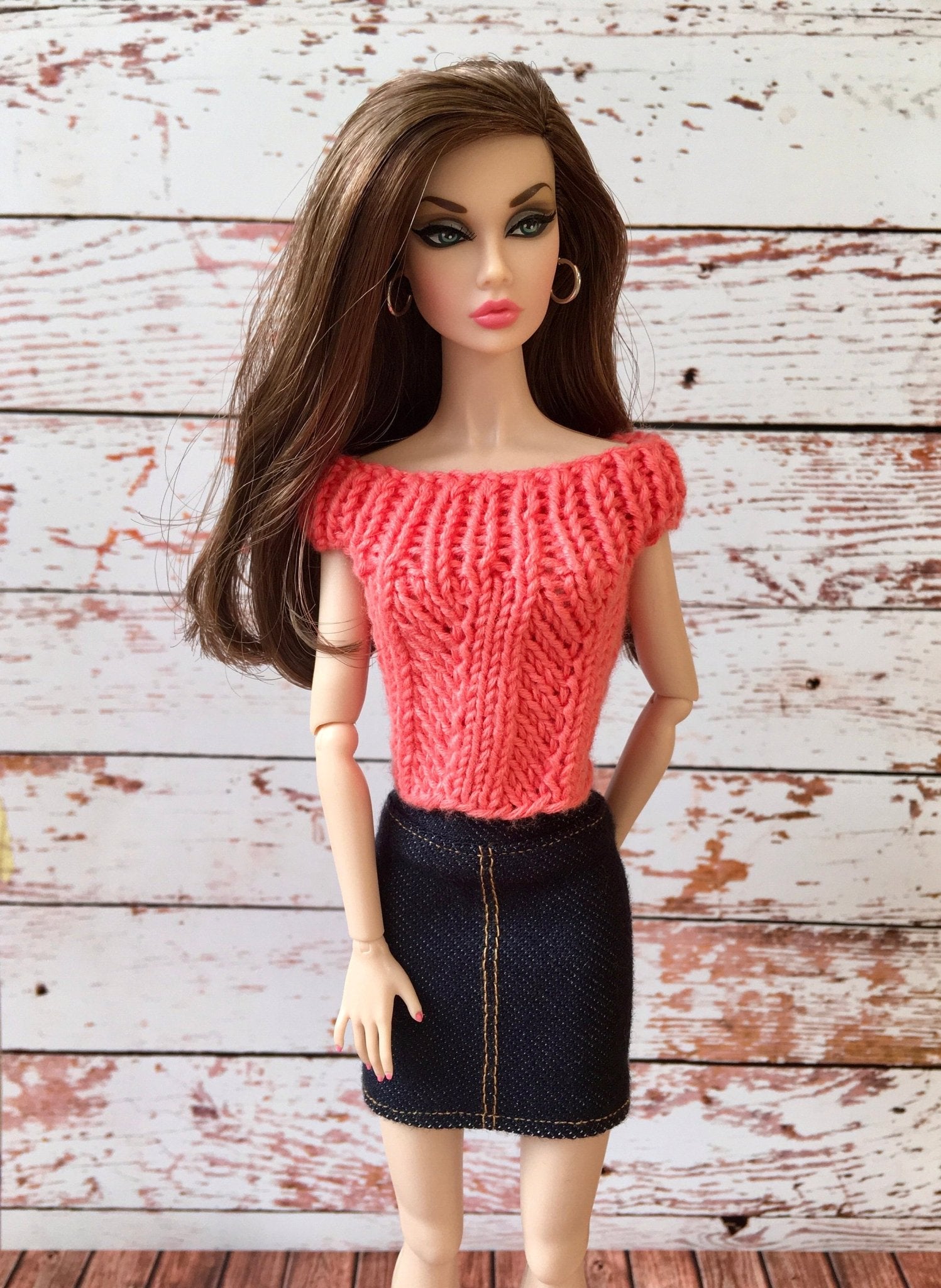 Chevron Knit Boat Neck Top for Poppy Parker Doll, many colors - Bouutique.com