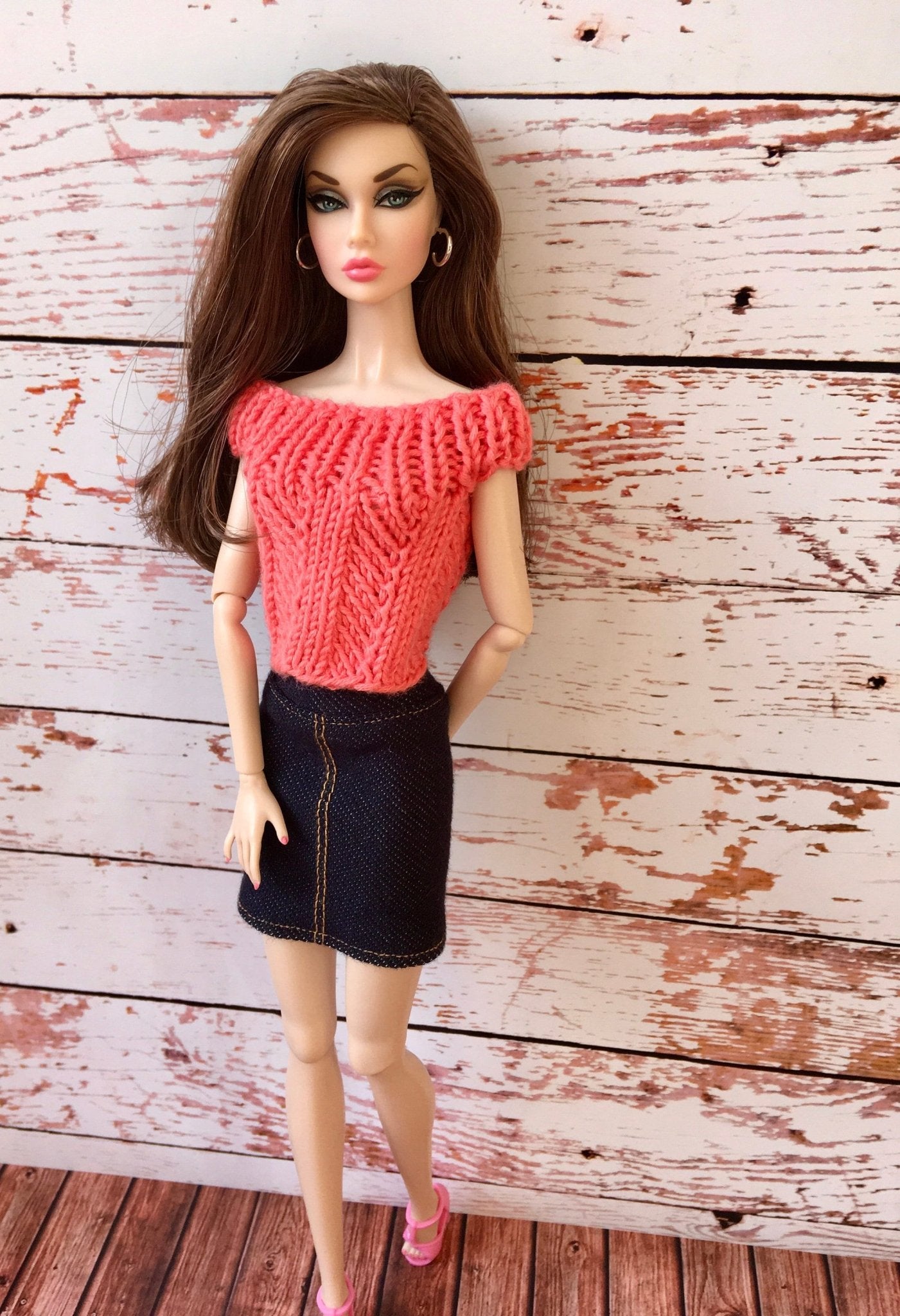 Chevron Knit Boat Neck Top for Poppy Parker Doll, many colors - Bouutique.com
