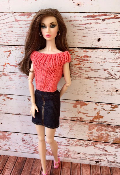 Chevron Knit Boat Neck Top for Poppy Parker Doll, many colors - Bouutique.com