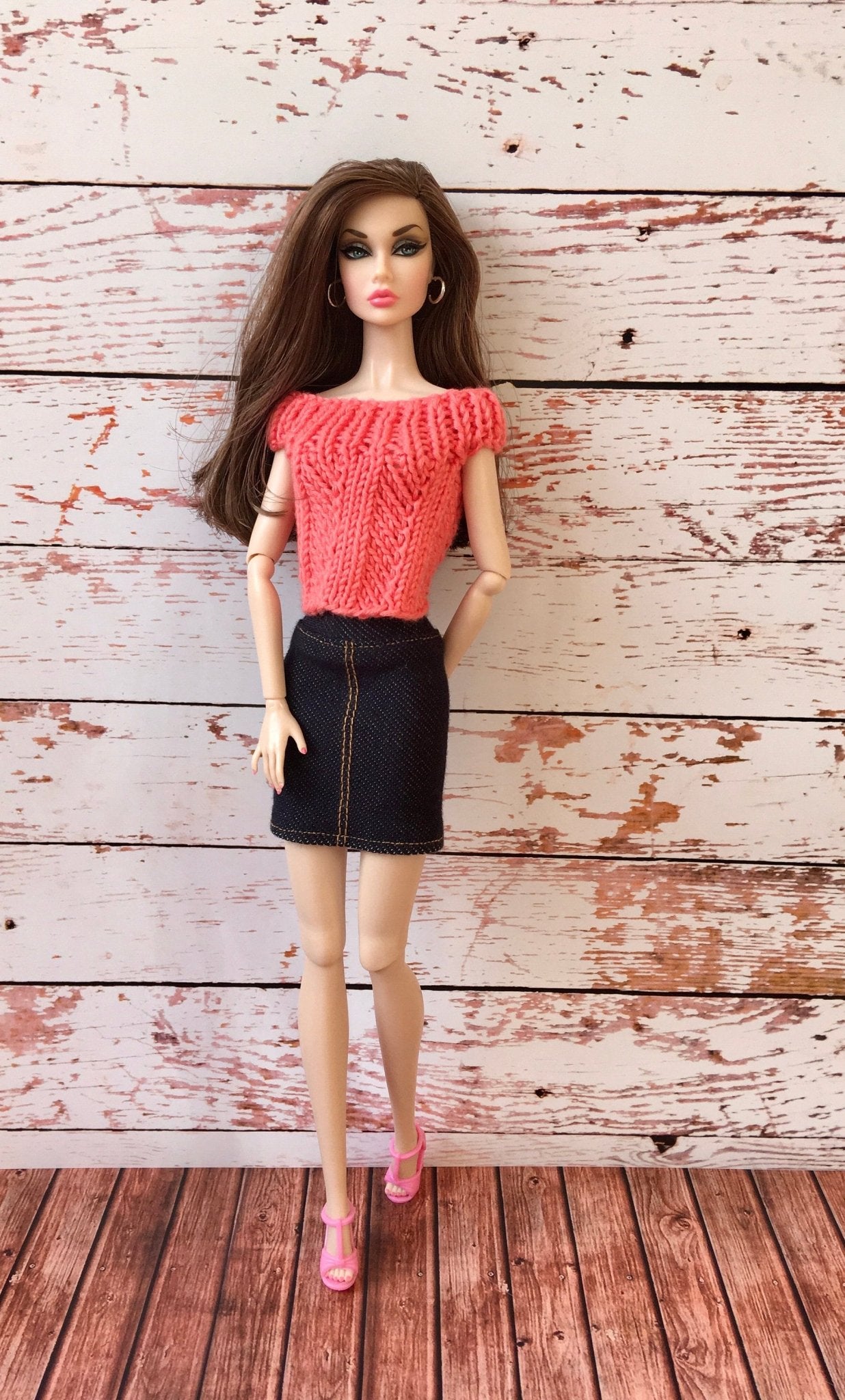 Chevron Knit Boat Neck Top for Poppy Parker Doll, many colors - Bouutique.com