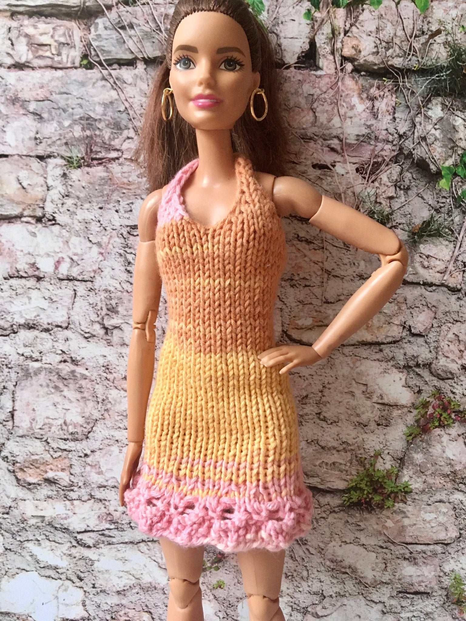 Fiber Knit Halter Dress for Doll 1/6-scale, 11.5. Inch, 2 colors - Bouutique.com
