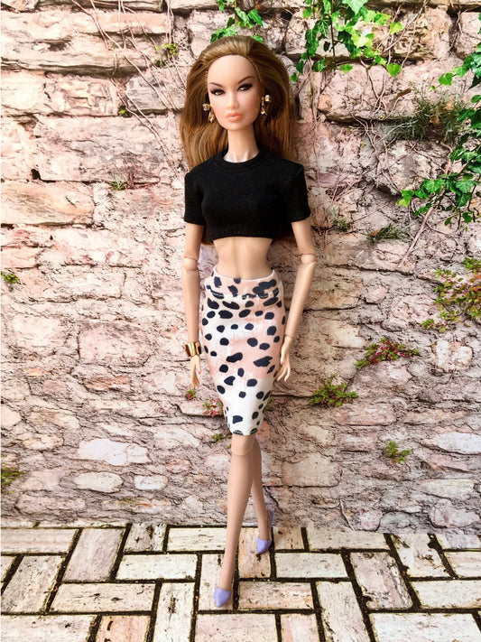 Leopard Print Tube Skirt for Nuface Fashion Royalty Doll | 12 inch Doll Skirt - Bouutique.com