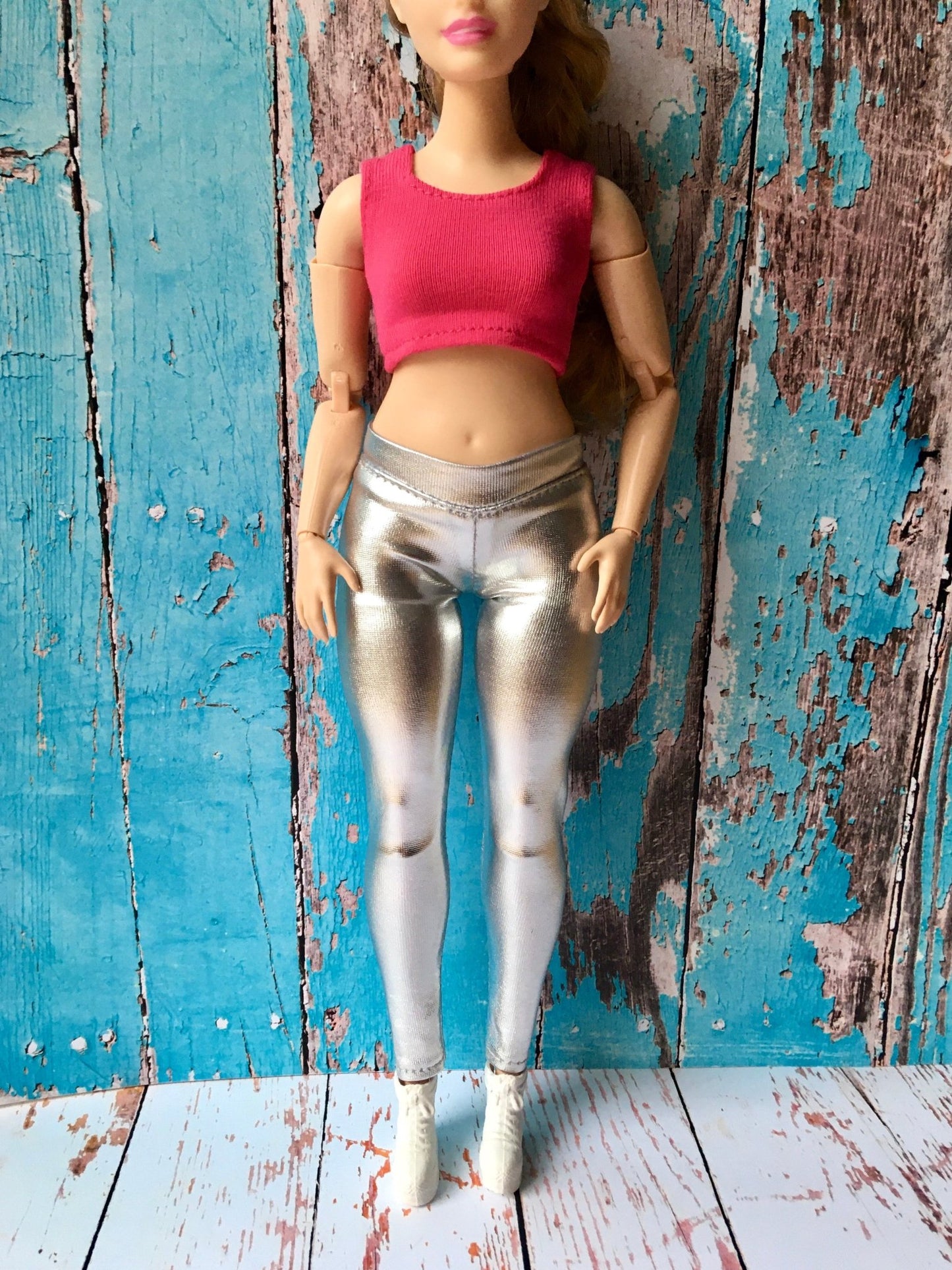 Metallic Silver Leggings for Curvy Doll 1/6-scale - Bouutique.com