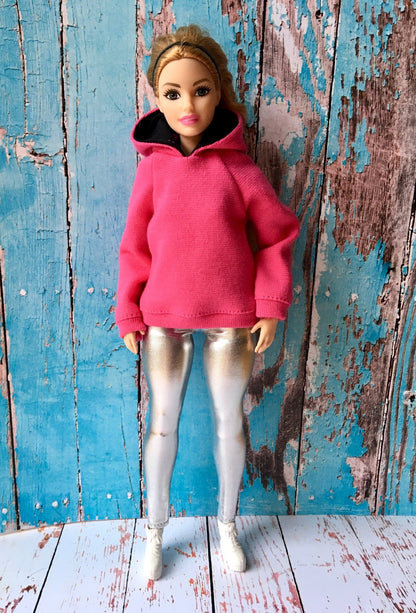 Metallic Silver Leggings for Curvy Doll 1/6-scale - Bouutique.com