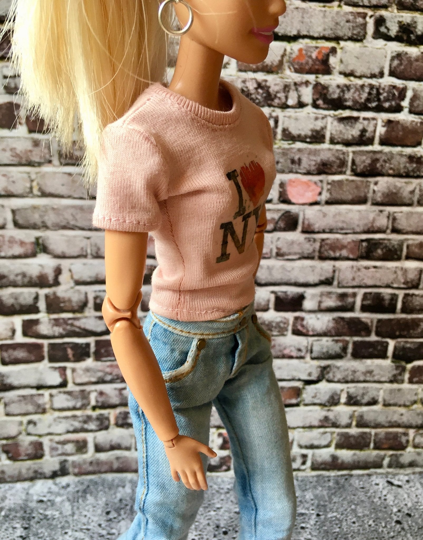 Vital Print T-shirt with "I Love NY" Design for Doll 1/6-scale, 11.5 Inch - Bouutique.com