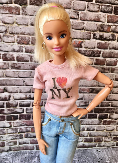 Vital Print T-shirt with "I Love NY" Design for Doll 1/6-scale, 11.5 Inch - Bouutique.com